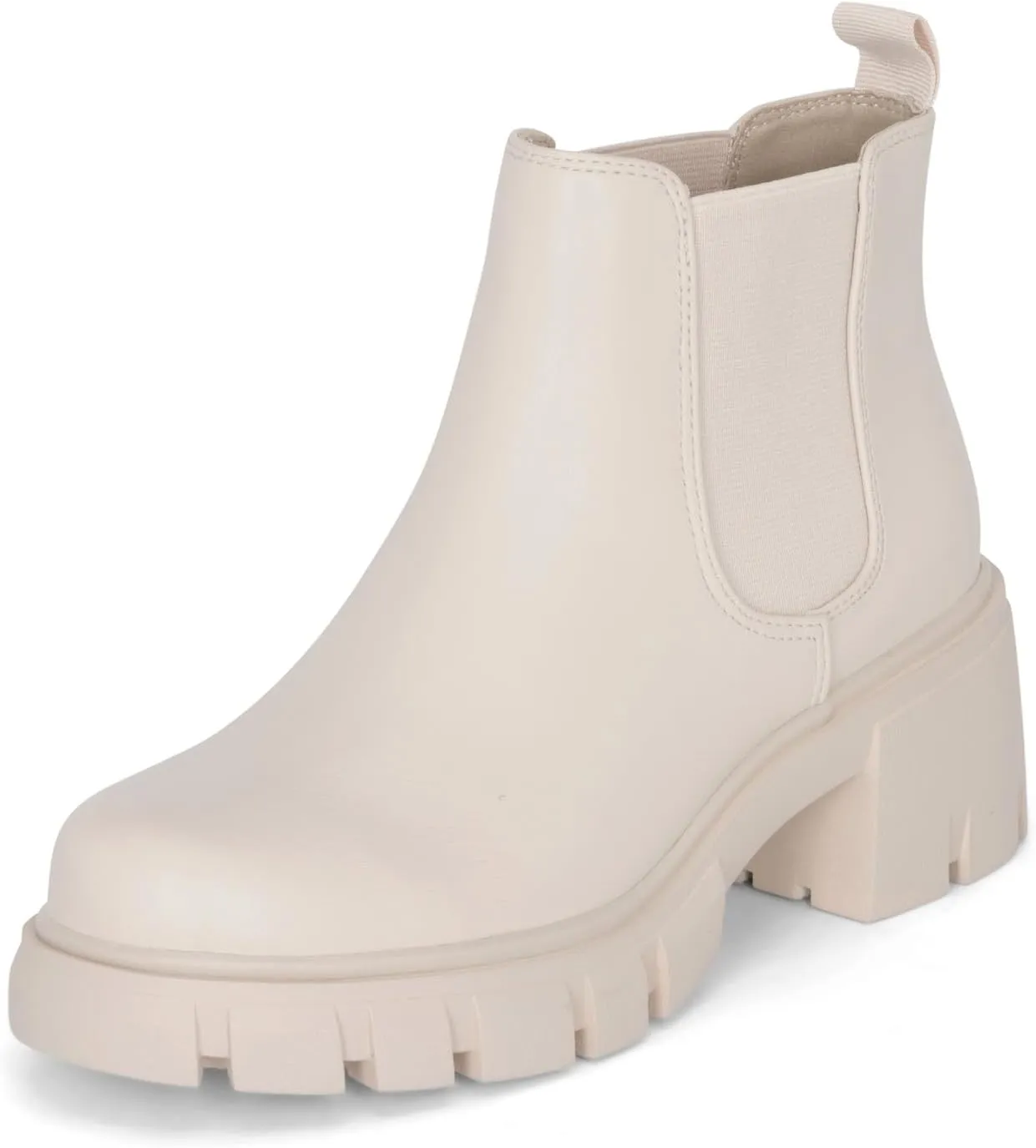: Dance - Womens Platform Ankle Boots Elastic Chunky Block Heel Chelsea Booties Lug Sole Combat Shoes