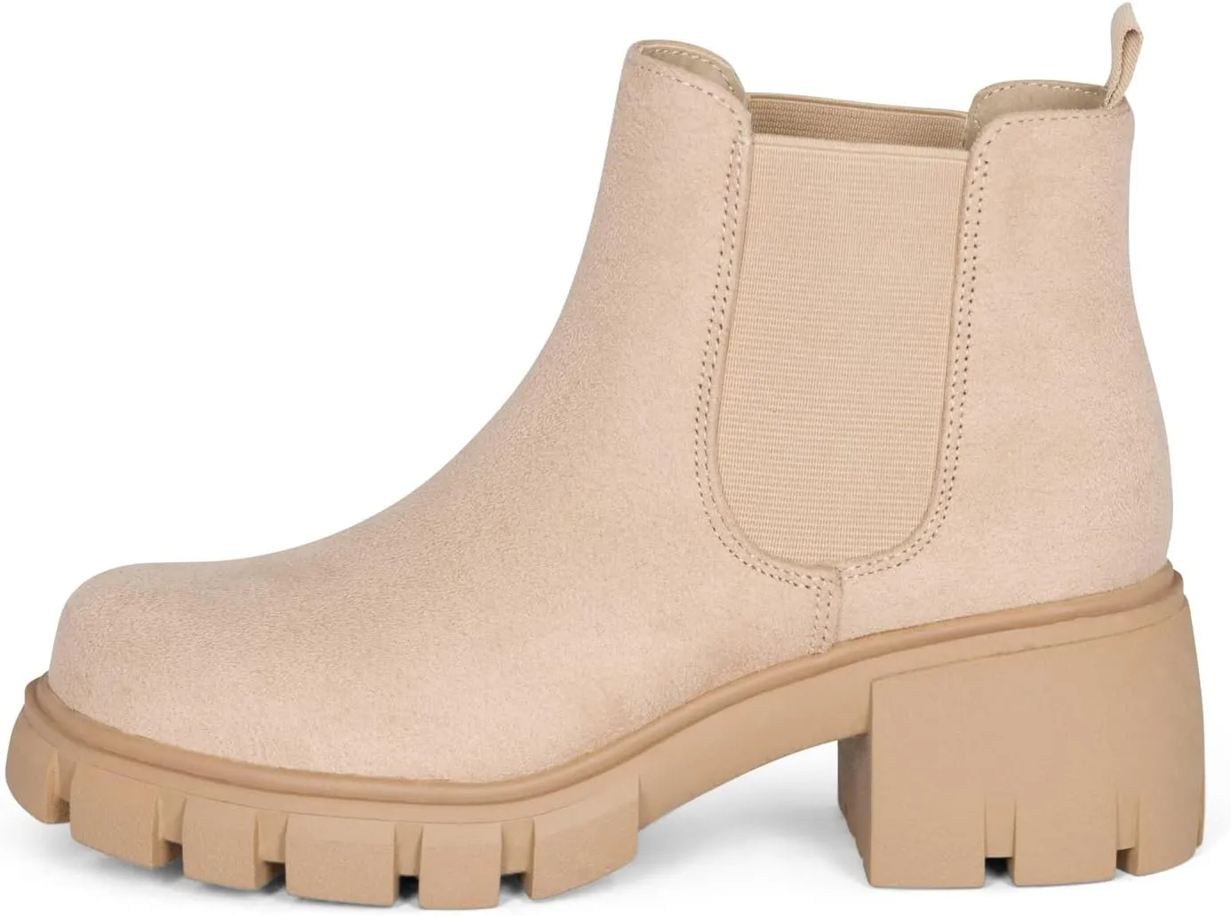 : Dance - Womens Platform Ankle Boots Elastic Chunky Block Heel Chelsea Booties Lug Sole Combat Shoes
