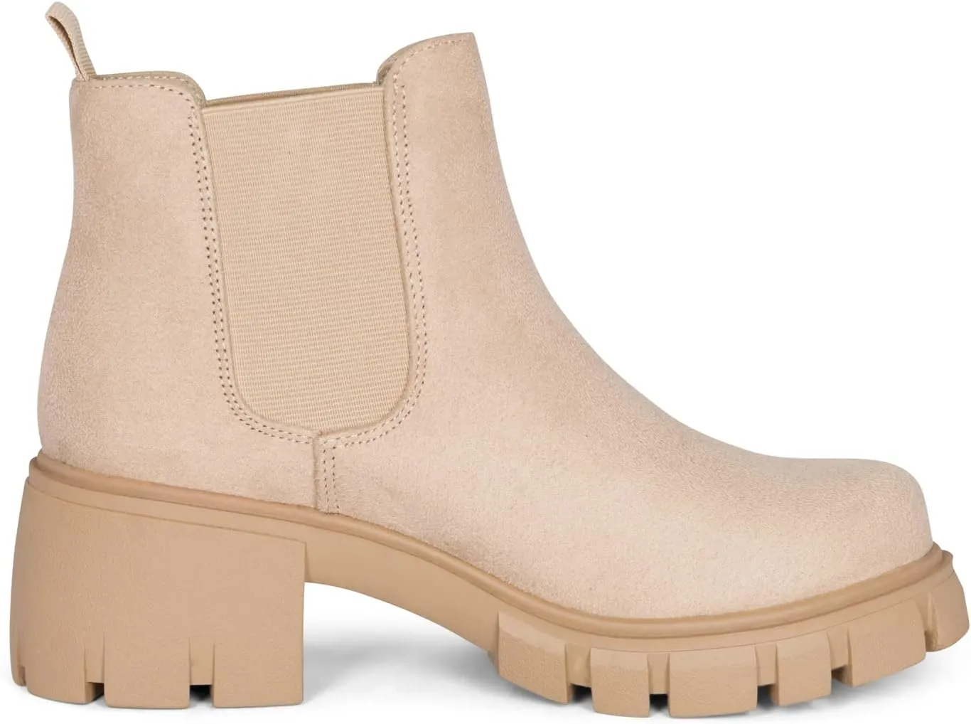 : Dance - Womens Platform Ankle Boots Elastic Chunky Block Heel Chelsea Booties Lug Sole Combat Shoes