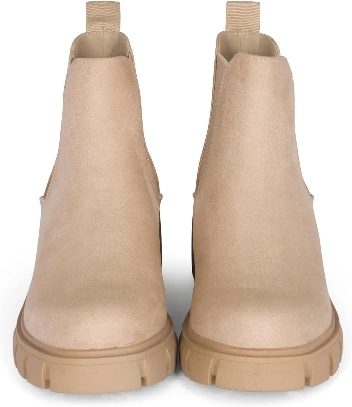 : Dance - Womens Platform Ankle Boots Elastic Chunky Block Heel Chelsea Booties Lug Sole Combat Shoes