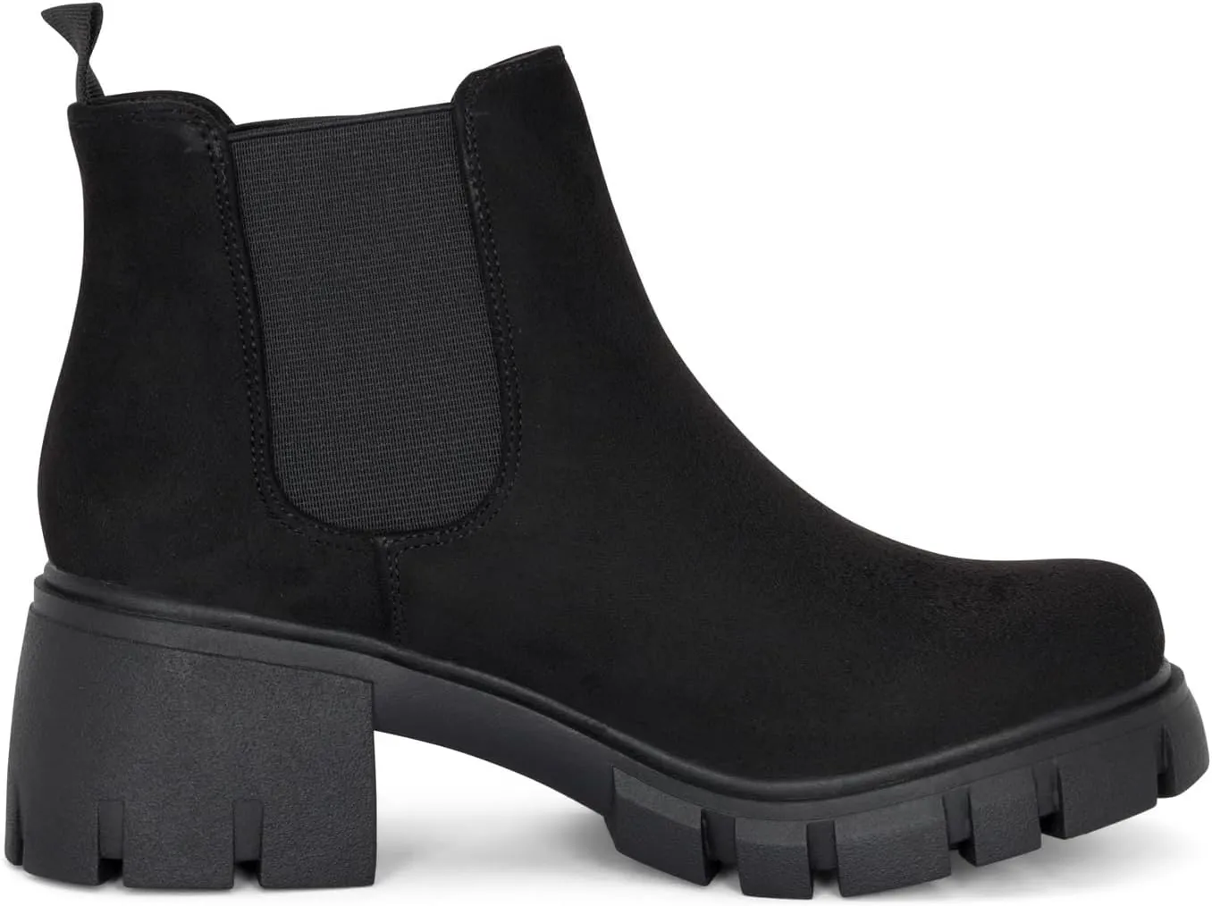 : Dance - Womens Platform Ankle Boots Elastic Chunky Block Heel Chelsea Booties Lug Sole Combat Shoes