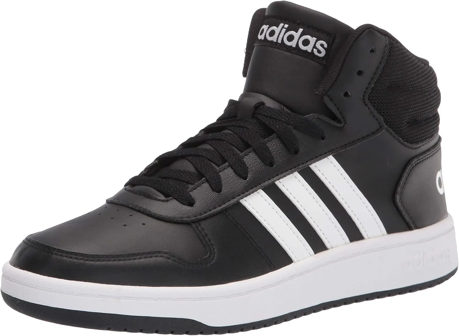 adidas Men's Hoops 2.0 Mid Basketball Shoe, Black/White/White, 11