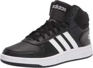 adidas Men's Hoops 2.0 Mid Basketball Shoe, Black/White/White, 11
