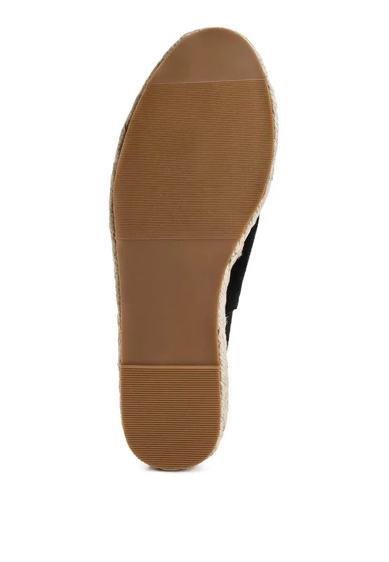 Affie Suede Slingback Espadrilles – Genuine Leather, Flatform, Woven Toe Cap