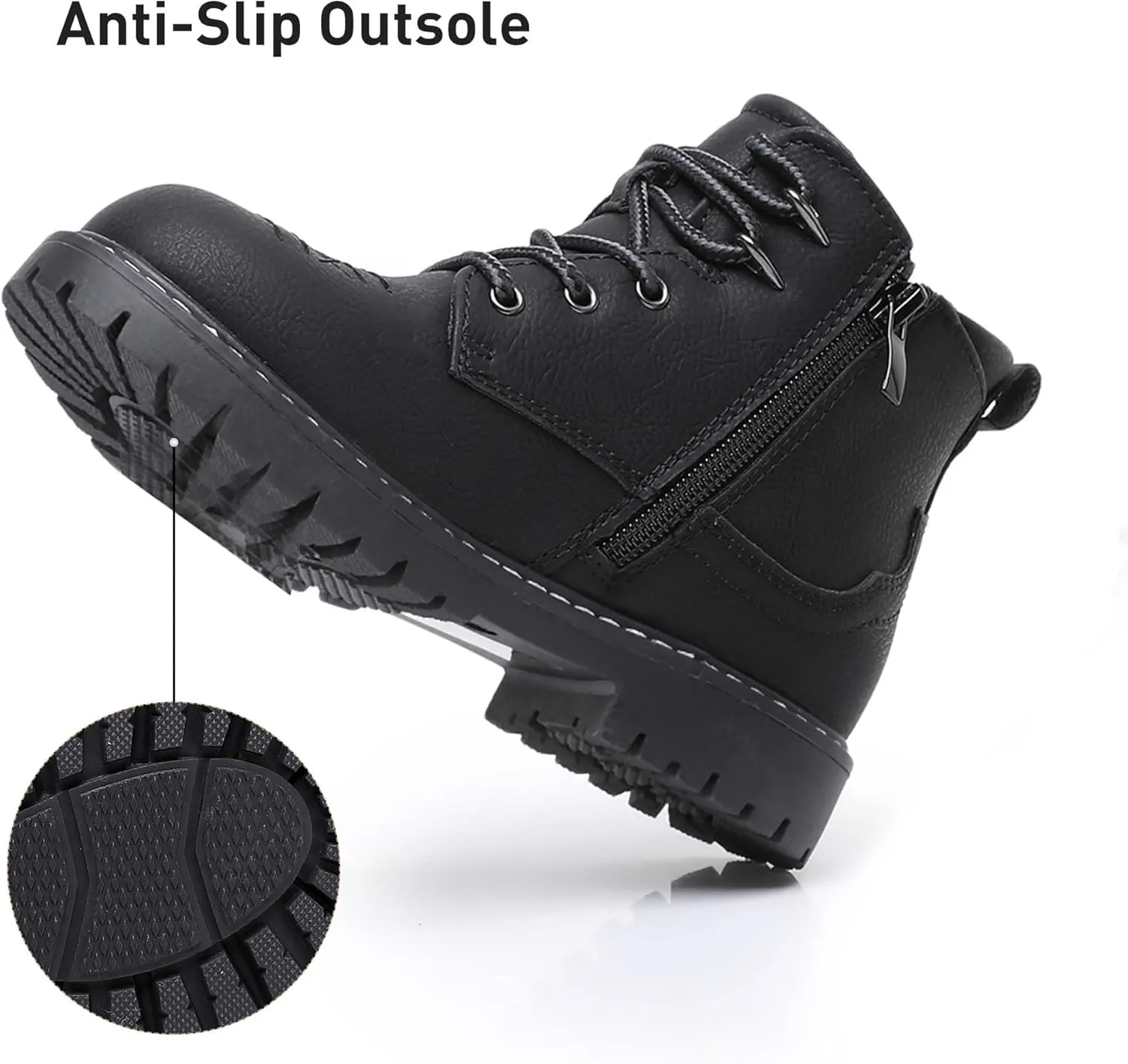 Ahannie Boys Girls Boots Kids Combat Ankle Boots Embroidered Stylish Fall Shoes with Side Zipper(Toddler/Little Kid/Big Kid)