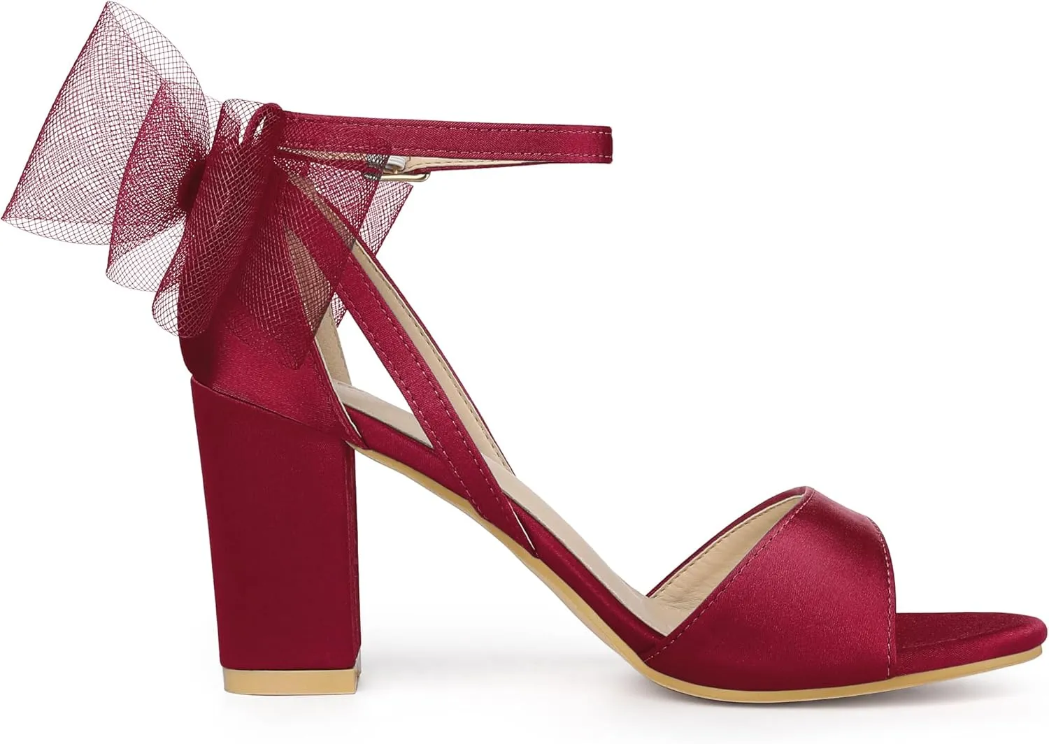 Allegra K Women's Bow Shoes Open Toe Chunky Heel Sandals