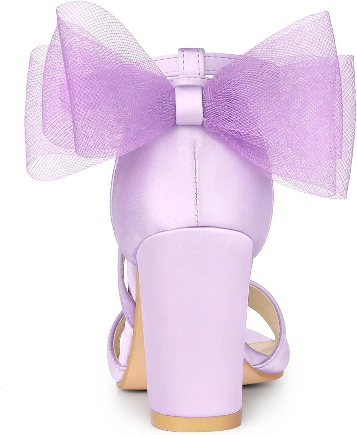 Allegra K Women's Bow Shoes Open Toe Chunky Heel Sandals