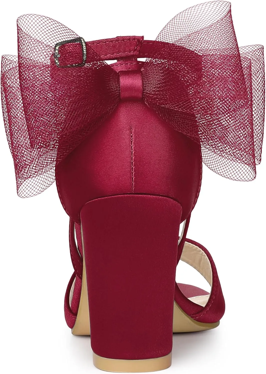 Allegra K Women's Bow Shoes Open Toe Chunky Heel Sandals