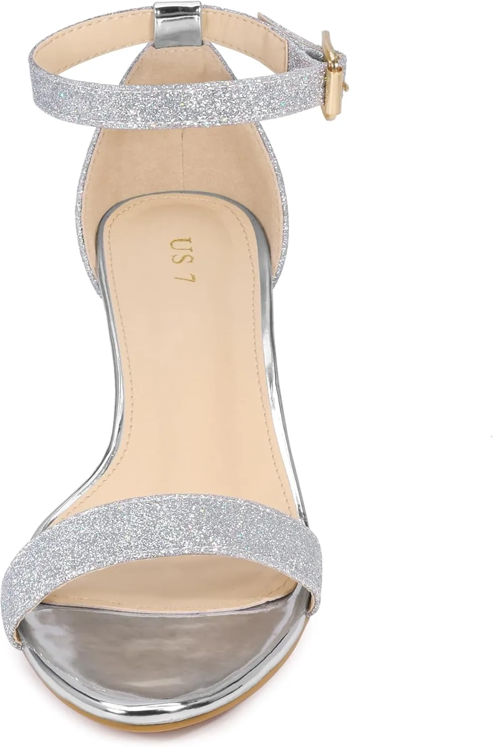 Allegra K Women's Glitter Open Toe Ankle Strap Wedge Heel Sandals