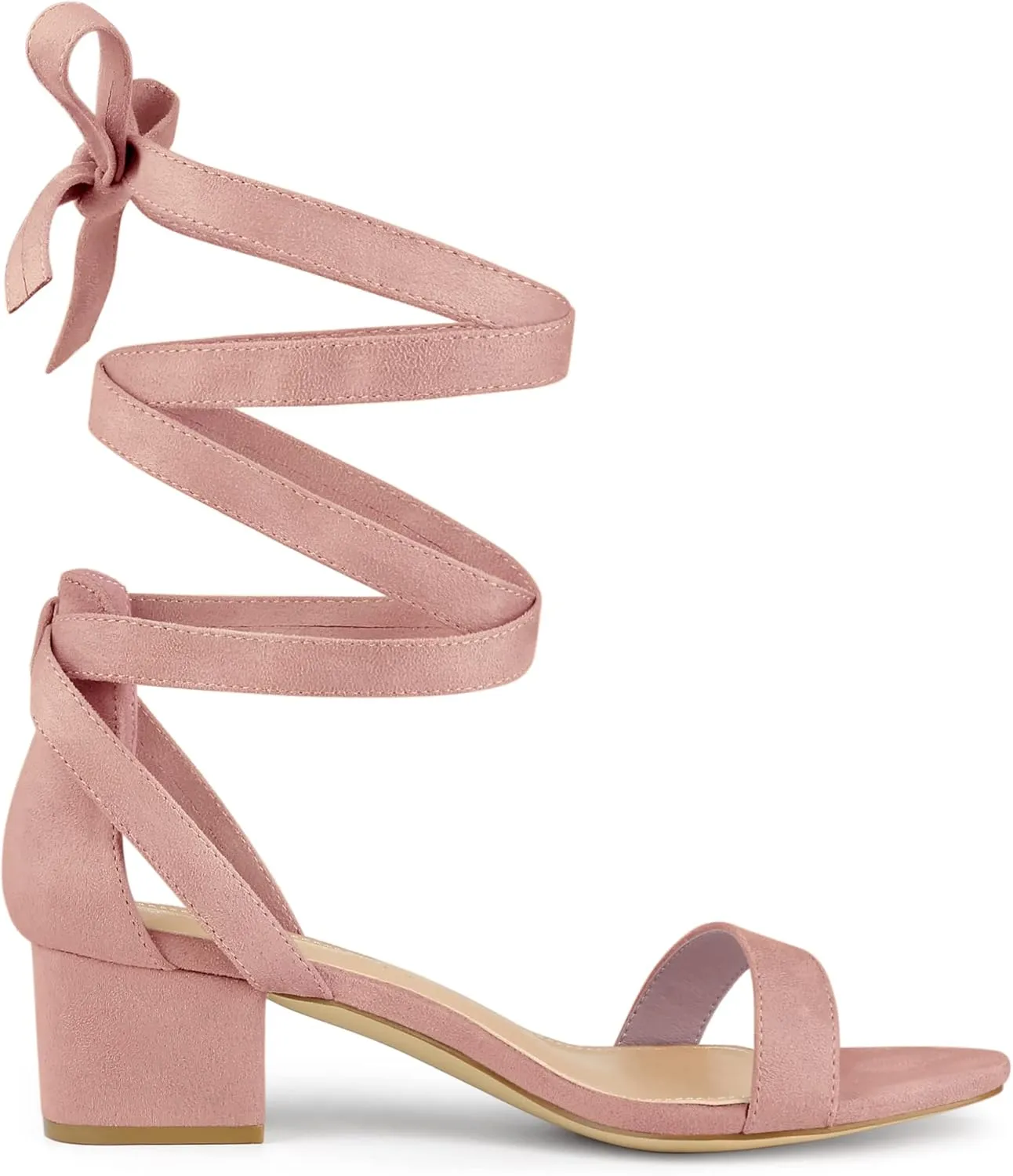 Allegra K Women's Open Toe Block Heel Lace Up Heels Heel Sandals