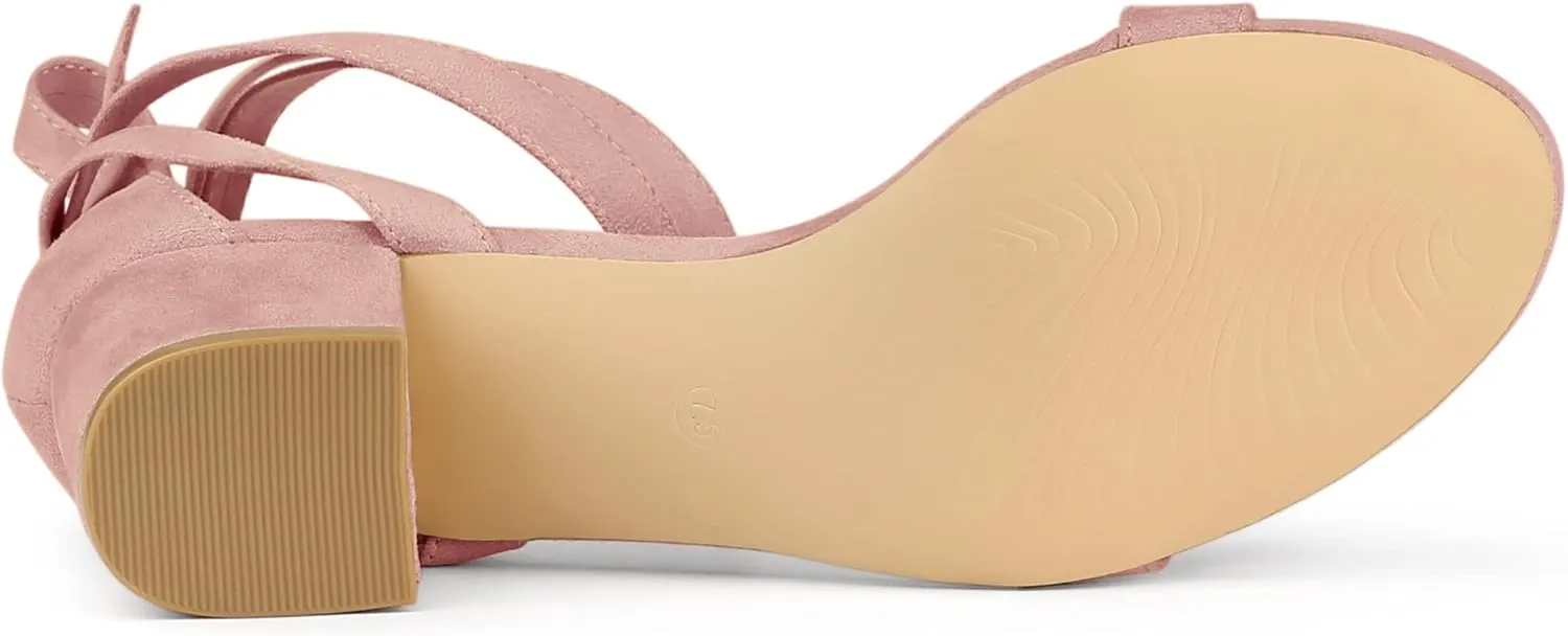 Allegra K Women's Open Toe Block Heel Lace Up Heels Heel Sandals