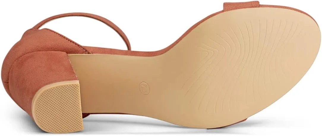 Allegra K Women's Open Toe High Chunky Heel Buckle Ankle Strap Sandals