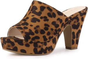 Allegra K Women's Open Toe Platform Chunky Heel Slides Sandals