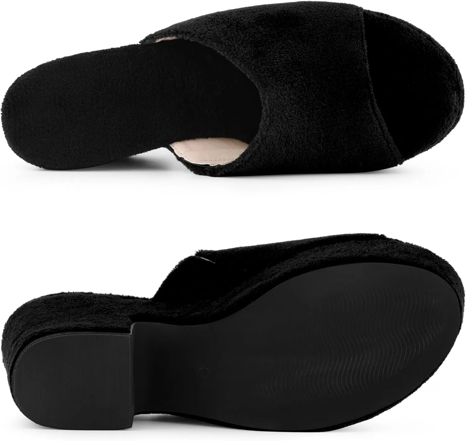 Allegra K Women's Open Toe Platform Slides Chunky Heels Sandals