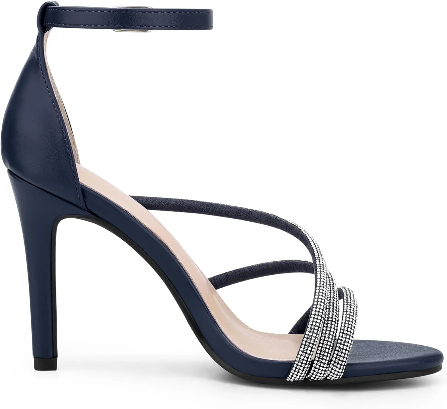 Allegra K Women's Open Toe Rhinestone Strappy Stiletto Heels Sandals