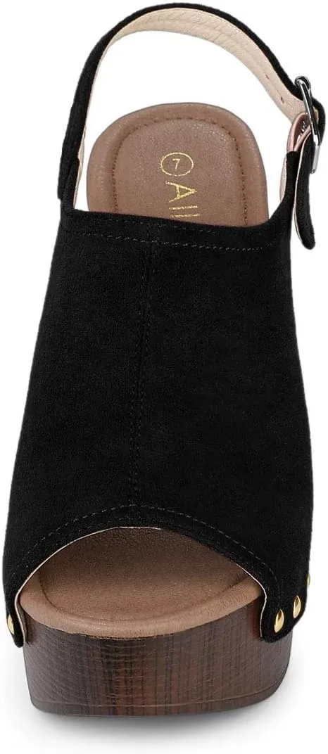 Allegra K Women's Open Toe Slingback Platform Chunky Heels Sandals