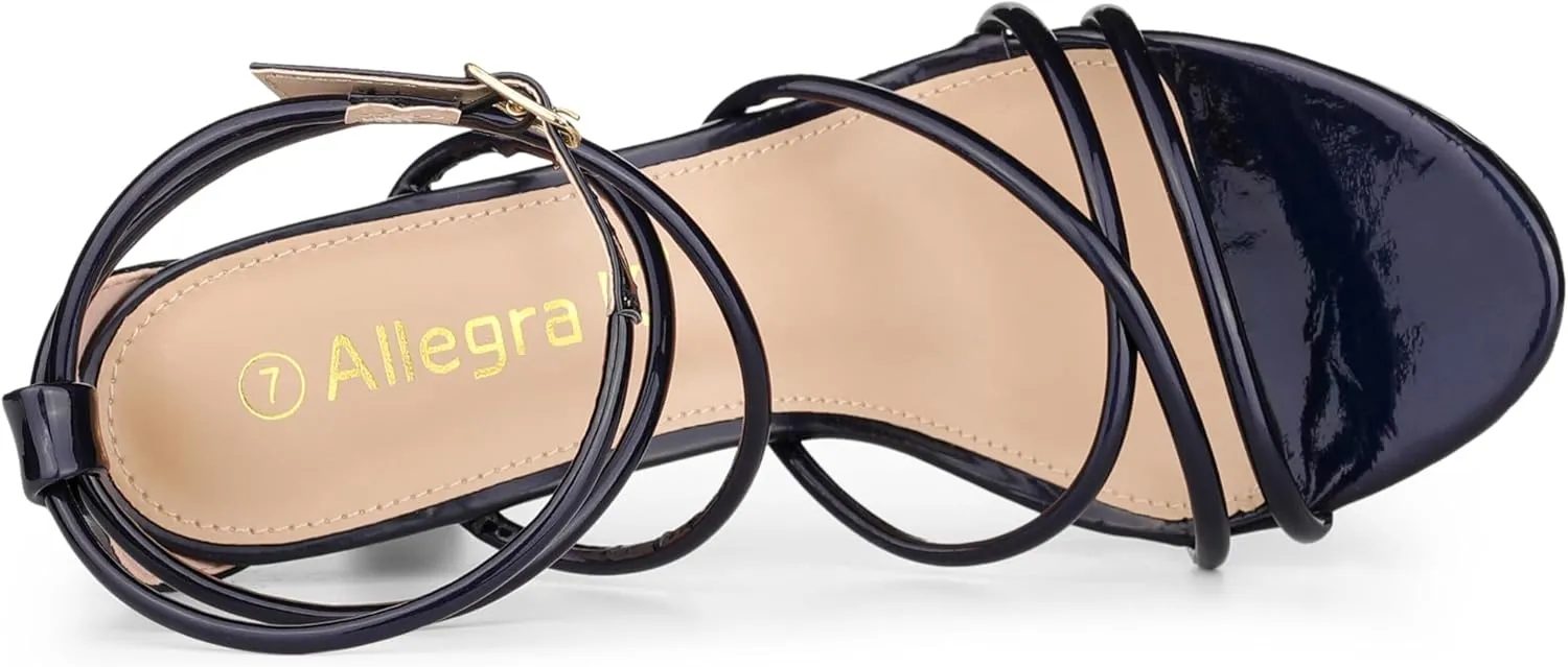 Allegra K Women's Open Toe Strappy Straps Stiletto Heel Sandals