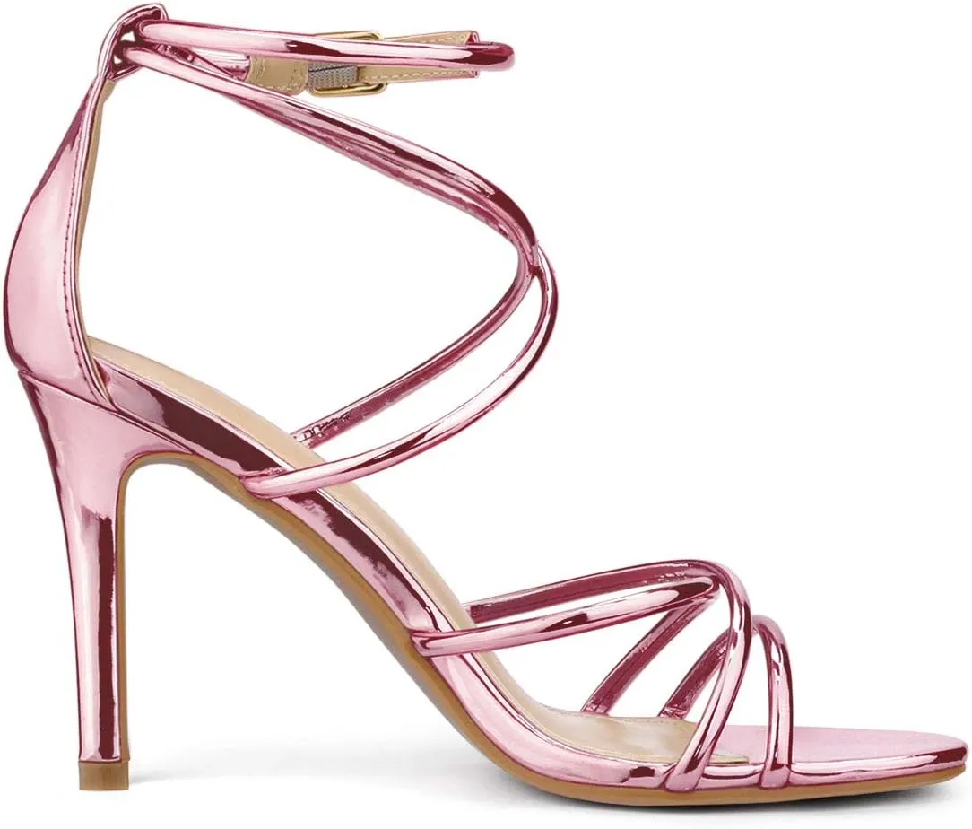Allegra K Women's Open Toe Strappy Straps Stiletto Heel Sandals