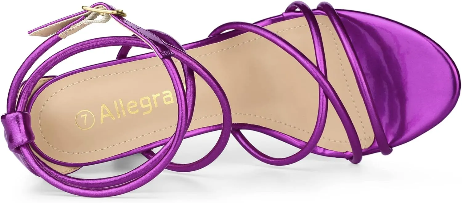 Allegra K Women's Open Toe Strappy Straps Stiletto Heel Sandals