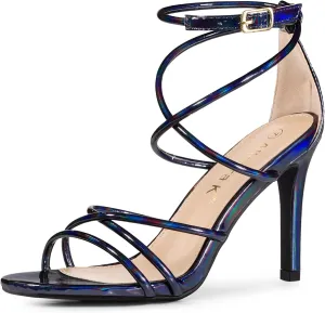 Allegra K Women's Open Toe Strappy Straps Stiletto Heel Sandals
