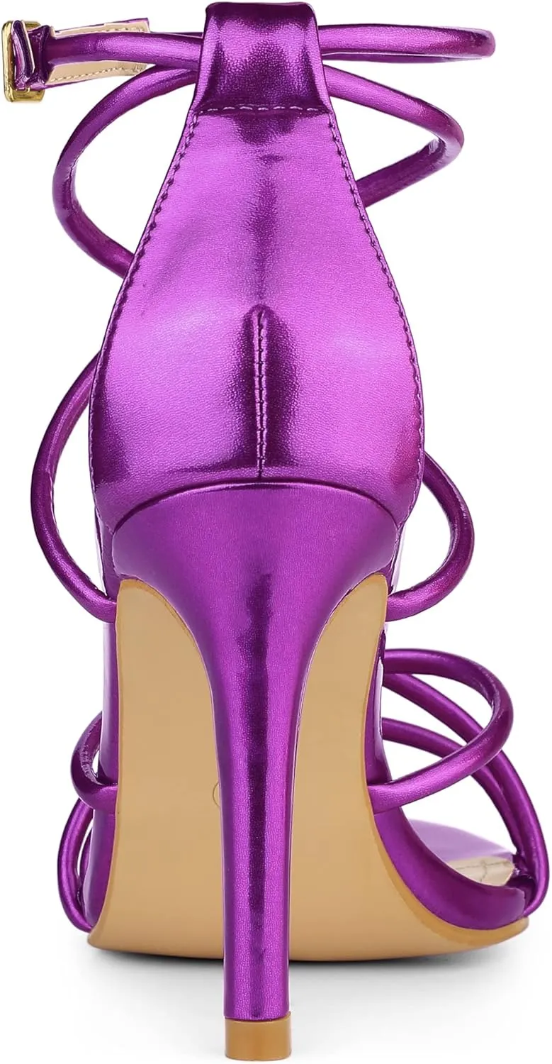 Allegra K Women's Open Toe Strappy Straps Stiletto Heel Sandals