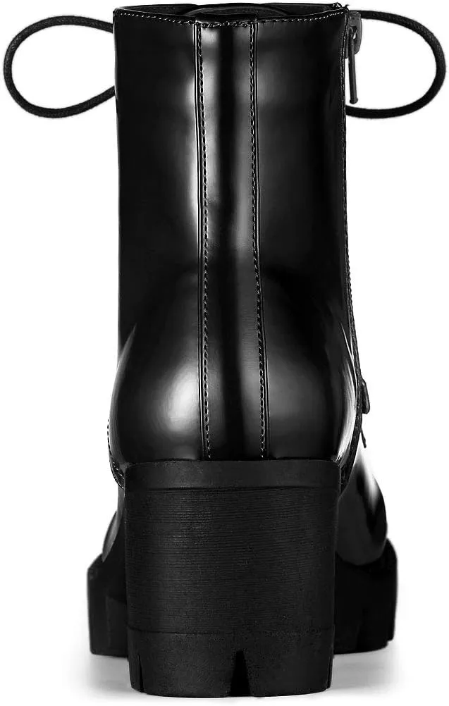 Allegra K Women's Platform Chunky Heel Combat Boots