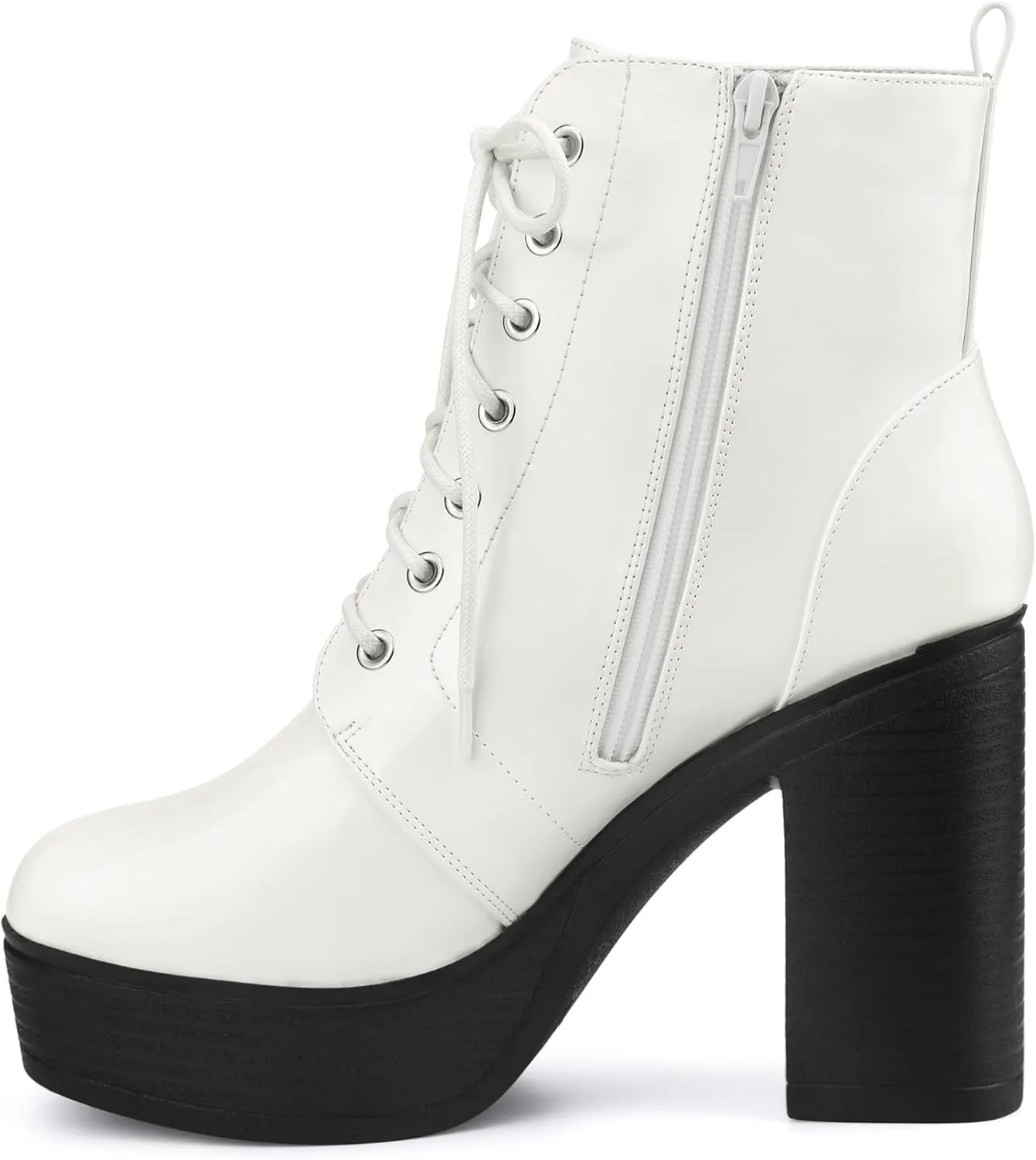 Allegra K Women's Platform Chunky High Heel Lace Up Combat Boots