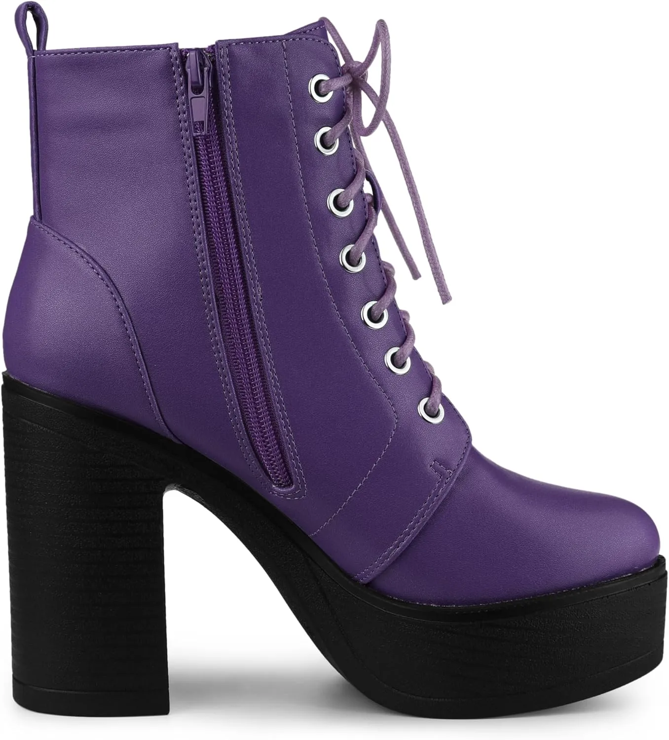 Allegra K Women's Platform Chunky High Heel Lace Up Combat Boots