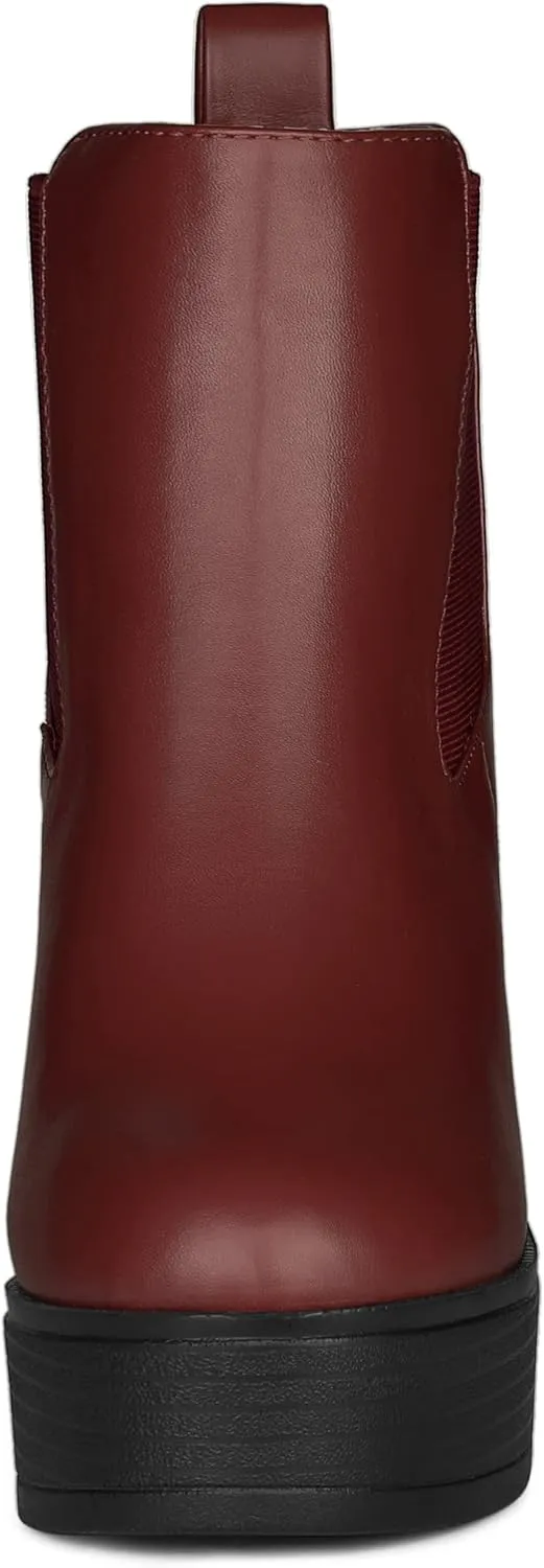 Allegra K Women's Platform Chunky High Heels Chelsea Ankle Boots
