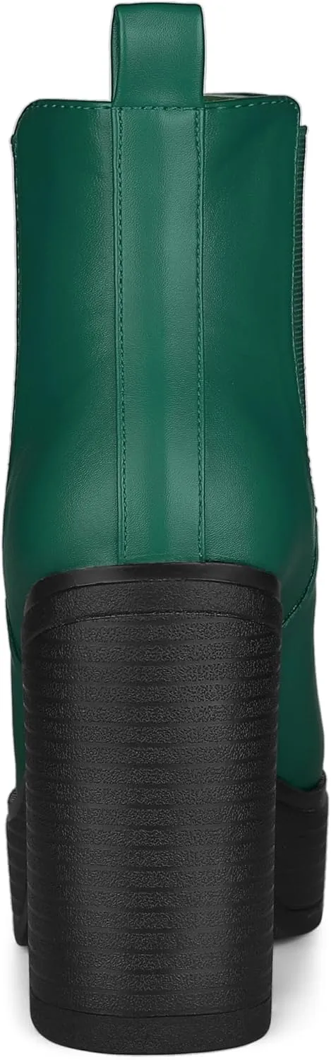 Allegra K Women's Platform Chunky High Heels Chelsea Ankle Boots