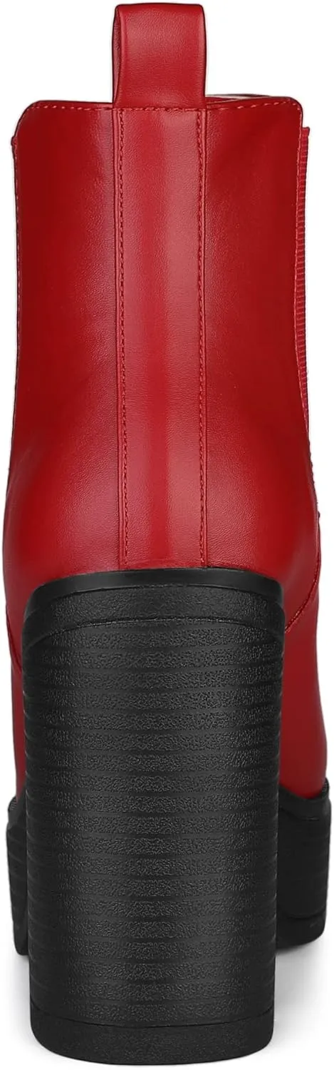Allegra K Women's Platform Chunky High Heels Chelsea Ankle Boots