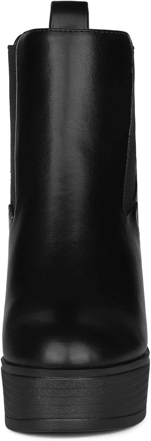 Allegra K Women's Platform Chunky High Heels Chelsea Ankle Boots
