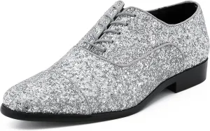 Amali Barnes Mens Dress Shoes Sparkly Glitter Encrusted Tuxedo Slip on Loafers for Men - The Original Smoking Men Dress Shoes Runs Large - GO 1/2 Size Down