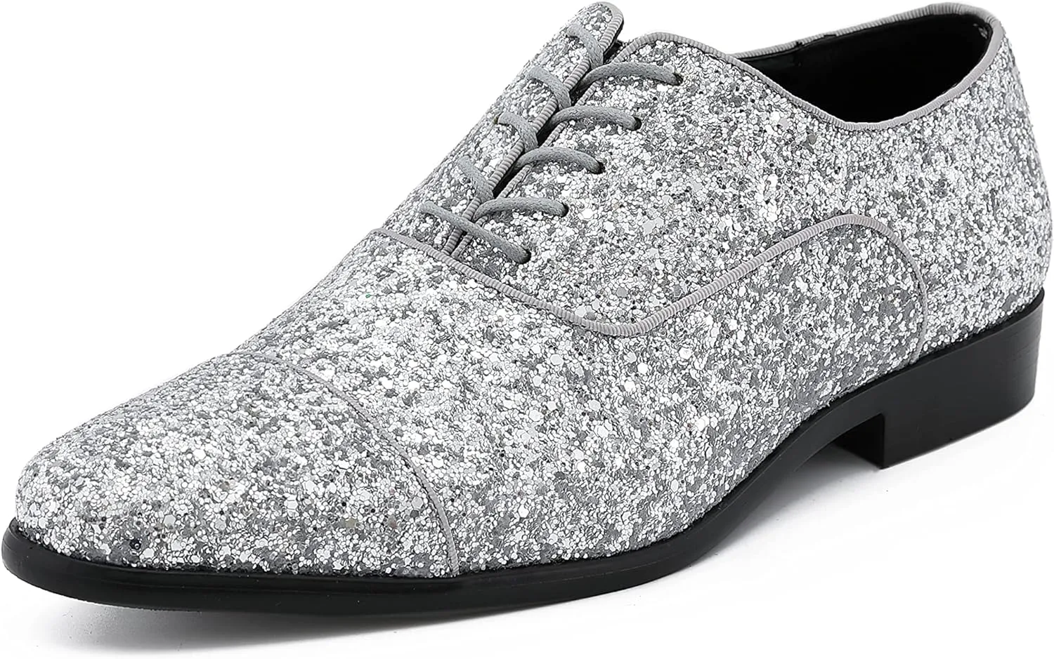 Amali Barnes Mens Dress Shoes Sparkly Glitter Encrusted Tuxedo Slip on Loafers for Men - The Original Smoking Men Dress Shoes Runs Large - GO 1/2 Size Down