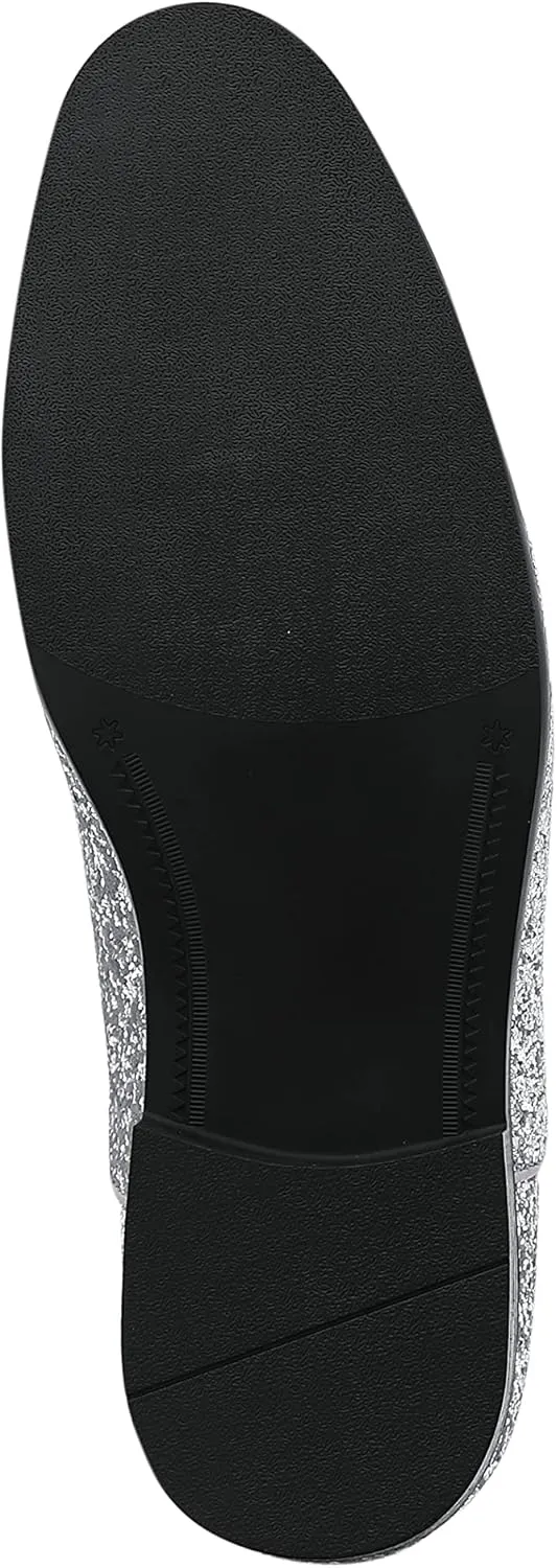 Amali Barnes Mens Dress Shoes Sparkly Glitter Encrusted Tuxedo Slip on Loafers for Men - The Original Smoking Men Dress Shoes Runs Large - GO 1/2 Size Down