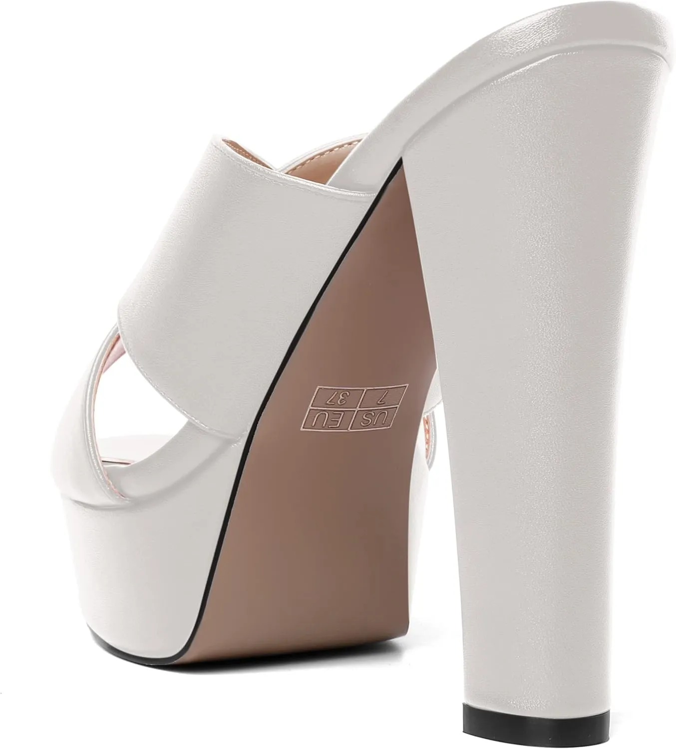 AMBELIGHT Womens Slip On Matte Dating Fashion Heels Open Toe Chunky High Heel Sandals 5 Inch