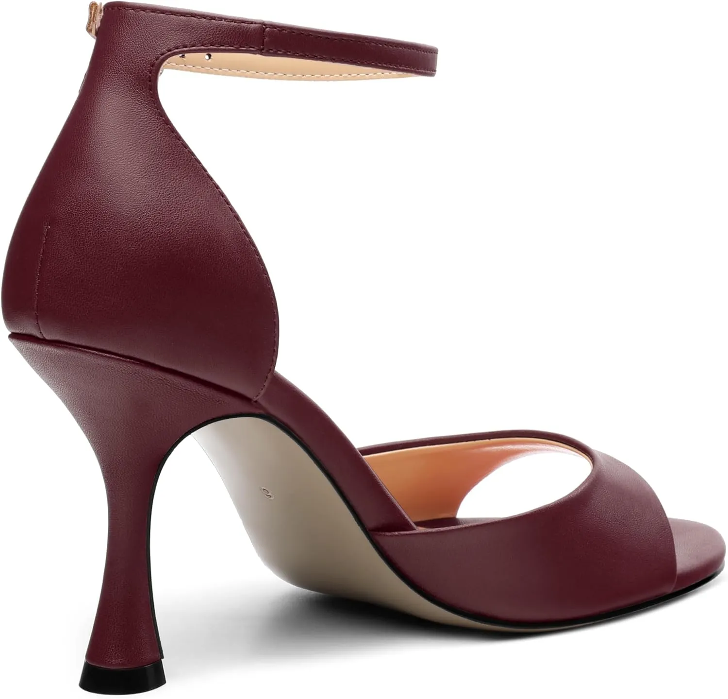 AMBELIGHT Women`s Stiletto High Round Open Toe Pumps Ankle Strap Buckle Peep Kitten Heels Sexy Dressy Sandals Wedding Evening Party Summer Shoes For Women 3.5 Inch