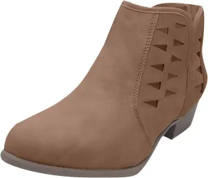 AMDBEL Fall Boots for Women 2024, Women's Ankle Boots Low Heel Round Toe Hollow Out Boots Casual Ladies Walking Booties
