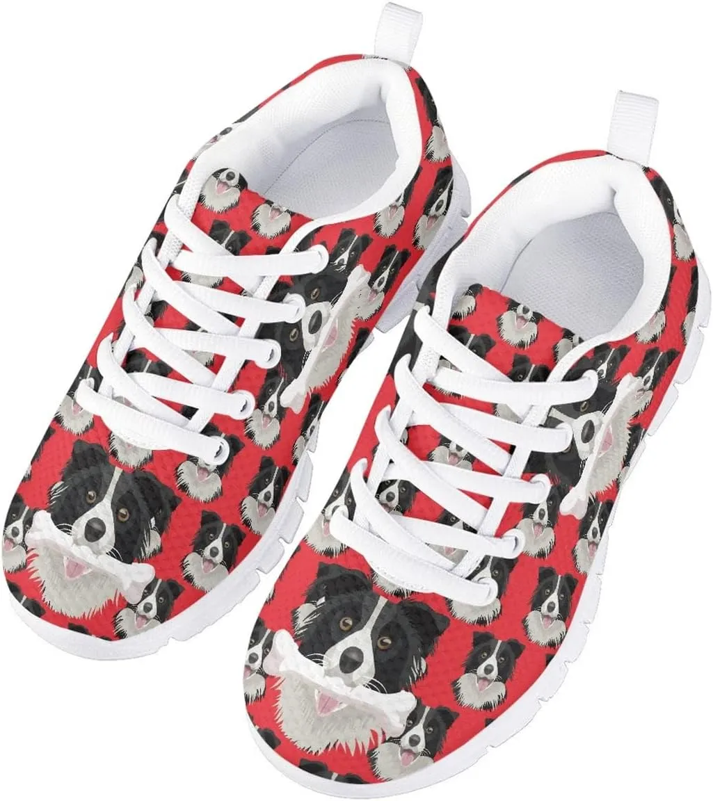 AmzPrint Corgi Print Lightweight Non Slip School Running/Walking Sports Sneakers Lace Up Flat Girls Purple Sneakers Size 5