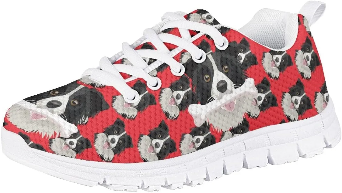 AmzPrint Corgi Print Lightweight Non Slip School Running/Walking Sports Sneakers Lace Up Flat Girls Purple Sneakers Size 5