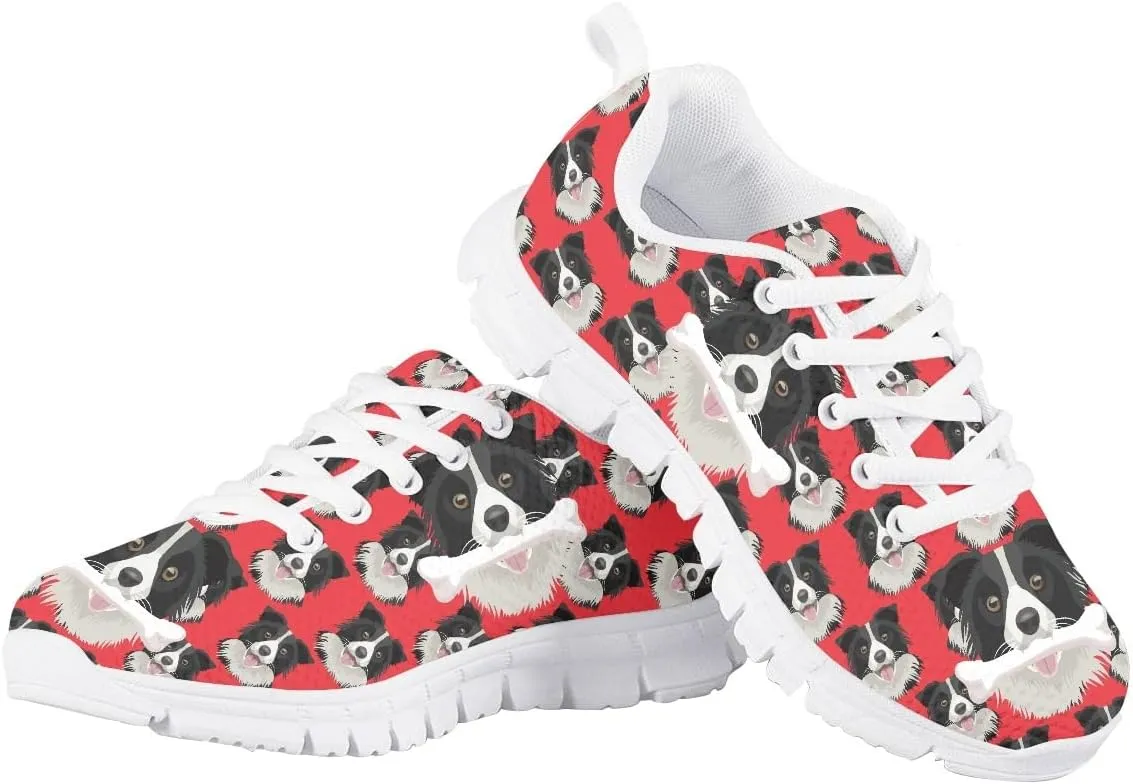 AmzPrint Corgi Print Lightweight Non Slip School Running/Walking Sports Sneakers Lace Up Flat Girls Purple Sneakers Size 5