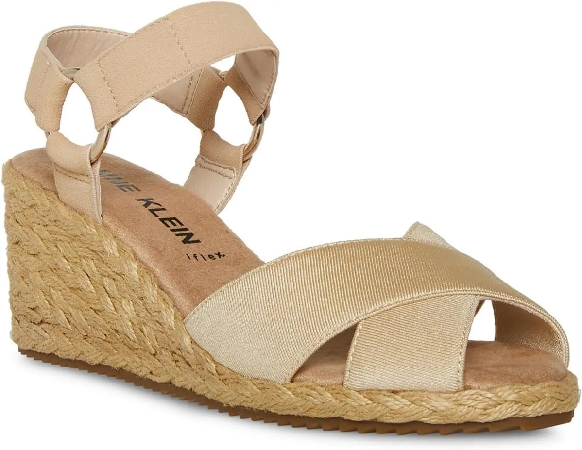 Anne Klein Womens KELLIS Ankle Strap Open Toe Wedge Sandals