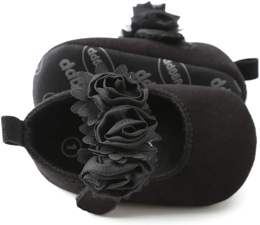 Antheron Baby Girls Mary Jane Flats Soft Sole Infant Moccasins Floral Sparkly Toddler Princess Dress Shoes