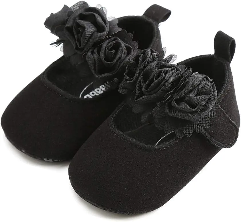 Antheron Baby Girls Mary Jane Flats Soft Sole Infant Moccasins Floral Sparkly Toddler Princess Dress Shoes