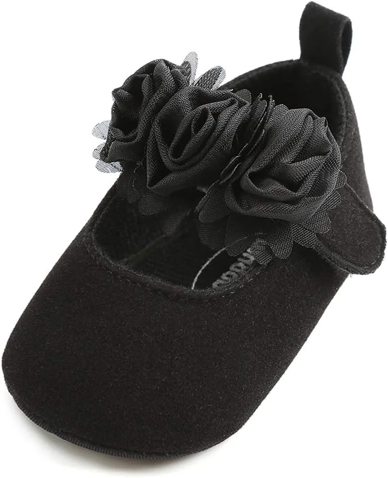 Antheron Baby Girls Mary Jane Flats Soft Sole Infant Moccasins Floral Sparkly Toddler Princess Dress Shoes