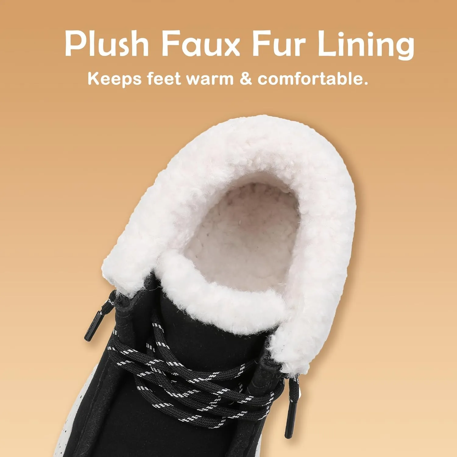 Apakowa Boys Fall Winter Boots Warm Girls Boys Winter Snow Boots with Faux Fur (Toddler/Little Kid/Big Kid)