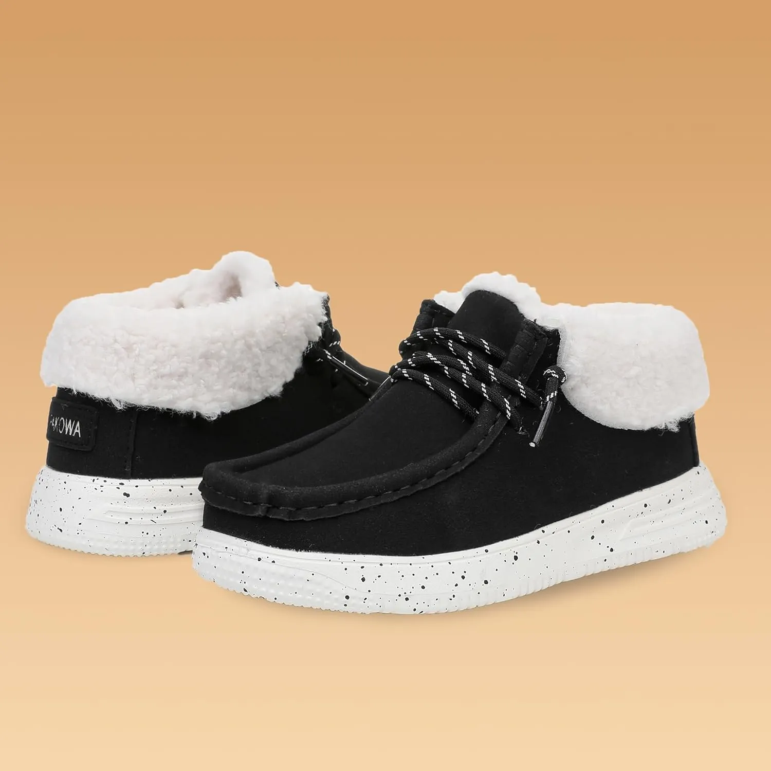 Apakowa Boys Fall Winter Boots Warm Girls Boys Winter Snow Boots with Faux Fur (Toddler/Little Kid/Big Kid)