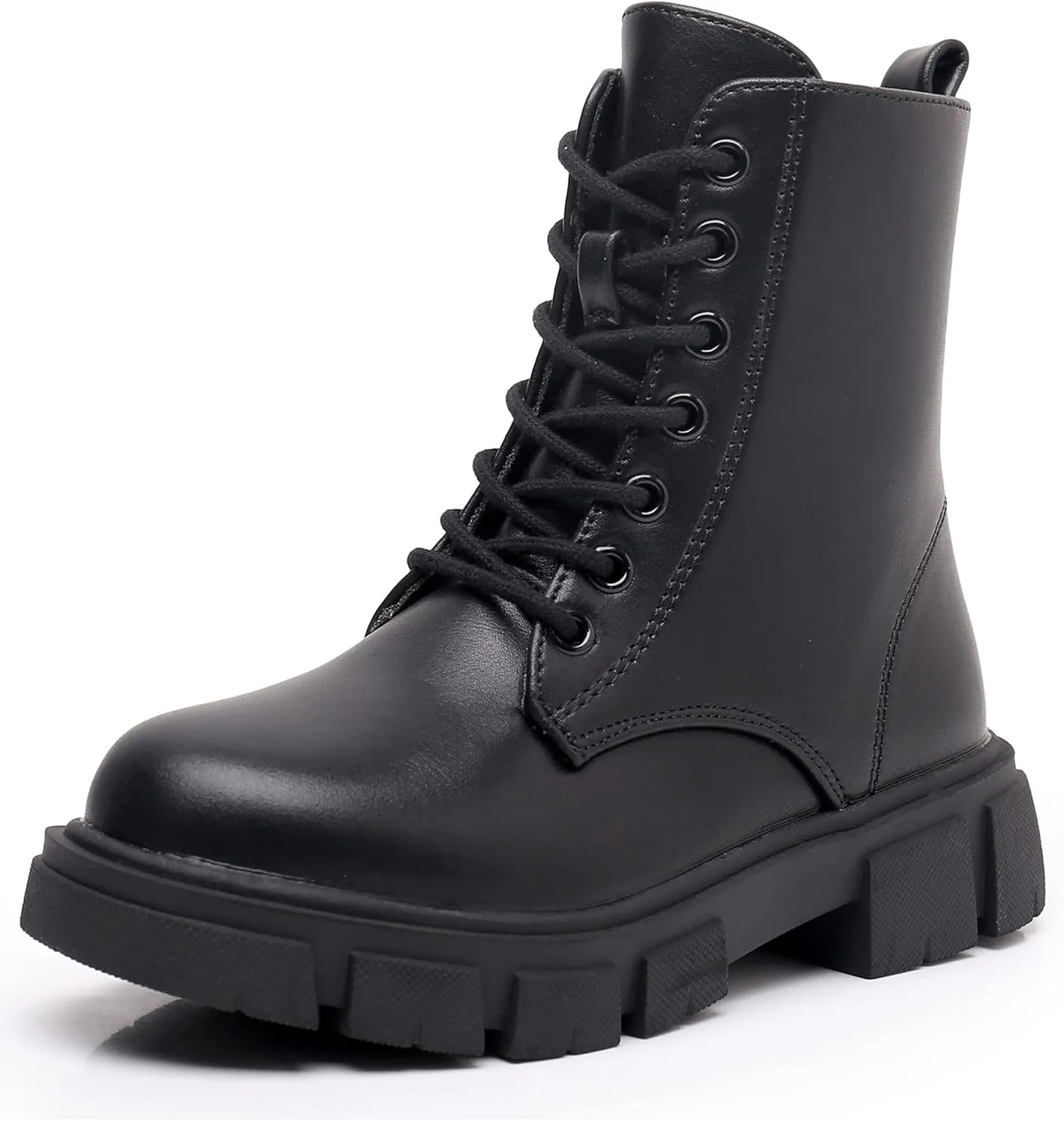 Apakowa Girls Combat Boots Fashion Ankle Booties Side Zipper Boots (Little Kid/Big Kid)