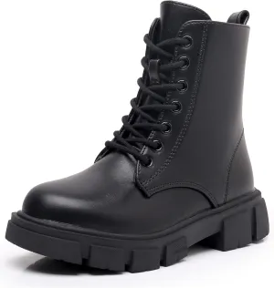 Apakowa Girls Combat Boots Fashion Ankle Booties Side Zipper Boots (Little Kid/Big Kid)