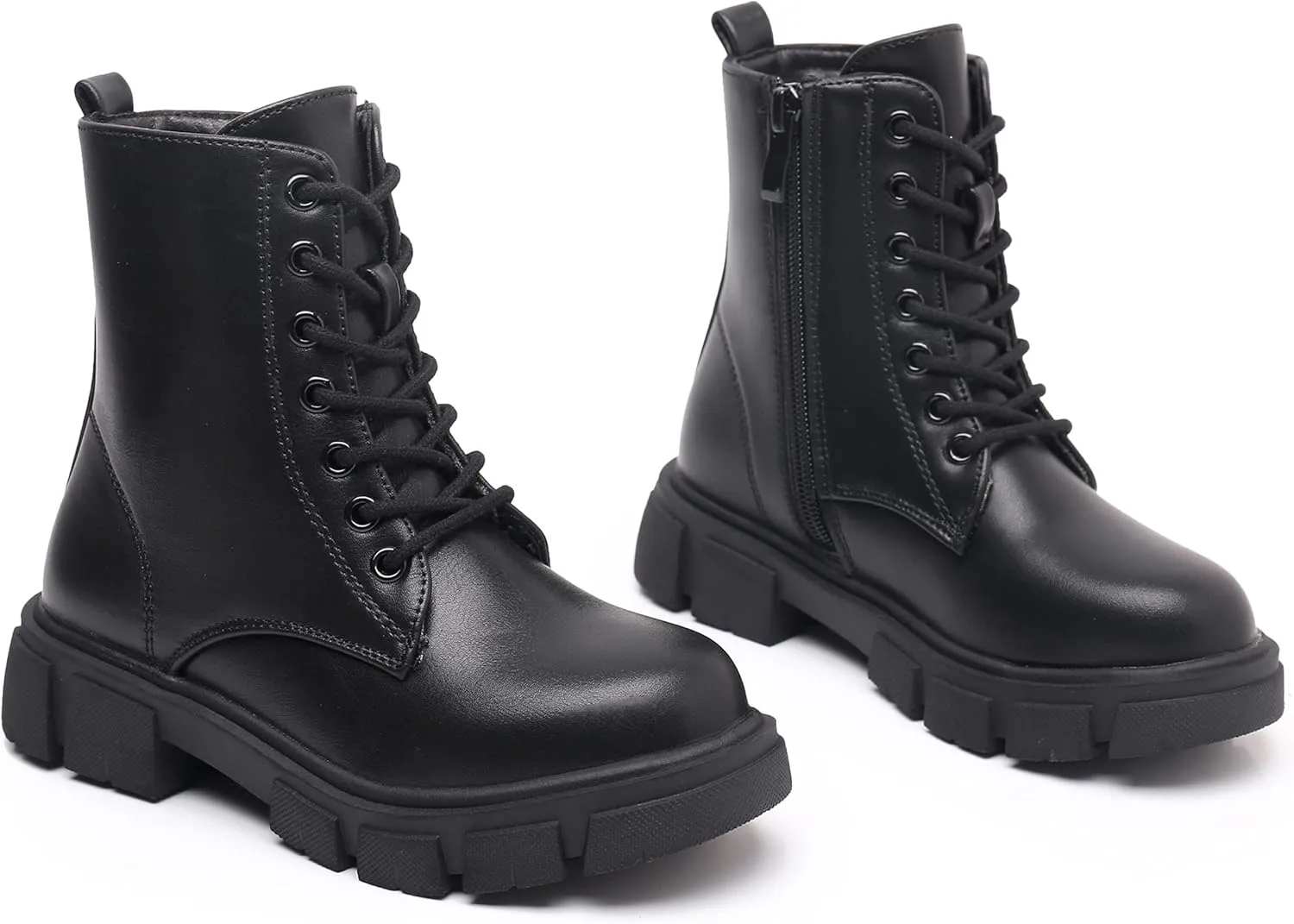 Apakowa Girls Combat Boots Fashion Ankle Booties Side Zipper Boots (Little Kid/Big Kid)